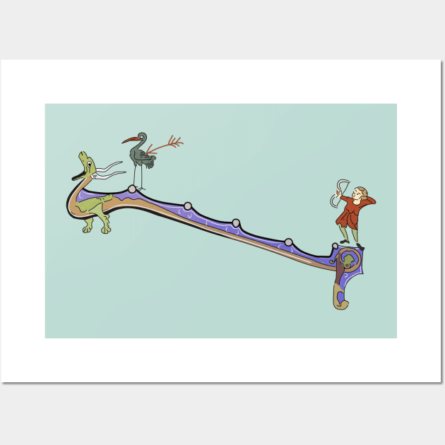 Medieval art - archer shooting a stork Wall Art by vixfx